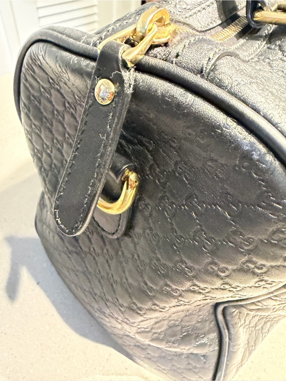 Gucci Black Embossed Leather Top-Handle Tote - Picture 6 of 17